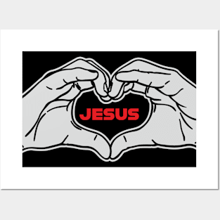 I love Jesus, Jesus Love, Love Hand Gesture Posters and Art